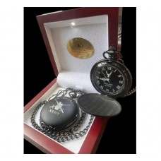 British Army Pocket Watch in LED Polished Wood Box